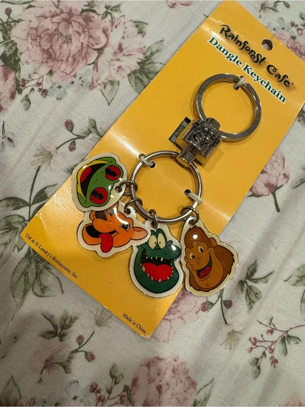 RAINFOREST Cafe Dangle Keychain with Frog and Monkey Charms